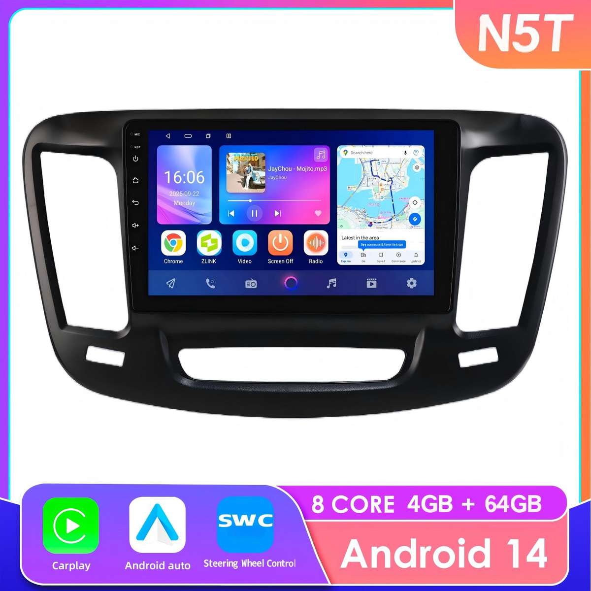 4+64GB Android 14 Carplay Stereo Radio GPS 8Core For 2015-2019 Chrysler 200 200C