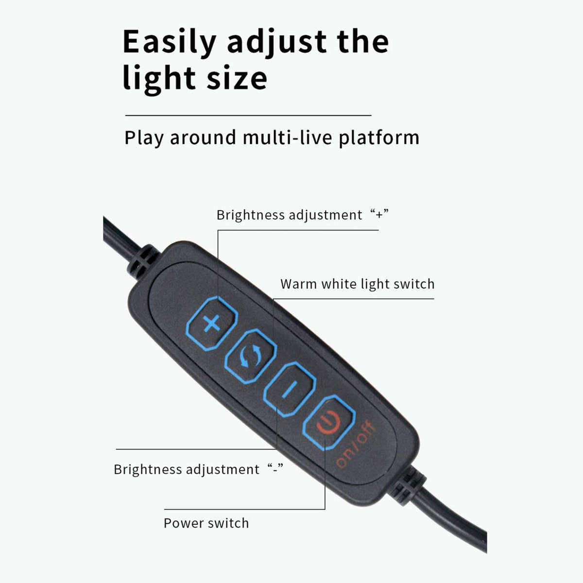 10in Live Stream Fill Light Angle Adjustable Dimmable Clip On LED Ring Light CHW