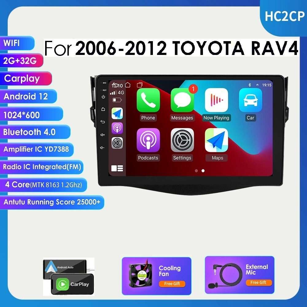 For Toyota RAV4 2007 2008 2009-2011 Android 12 Car Radio Stereo GPS WiFi 2+32GB