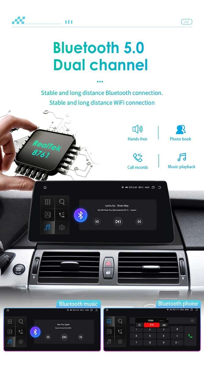 10.33" Android 12 Car GPS Nav CarPlay Radio DSP For BMW X5 X6 E70 E71 CIC 4+32GB