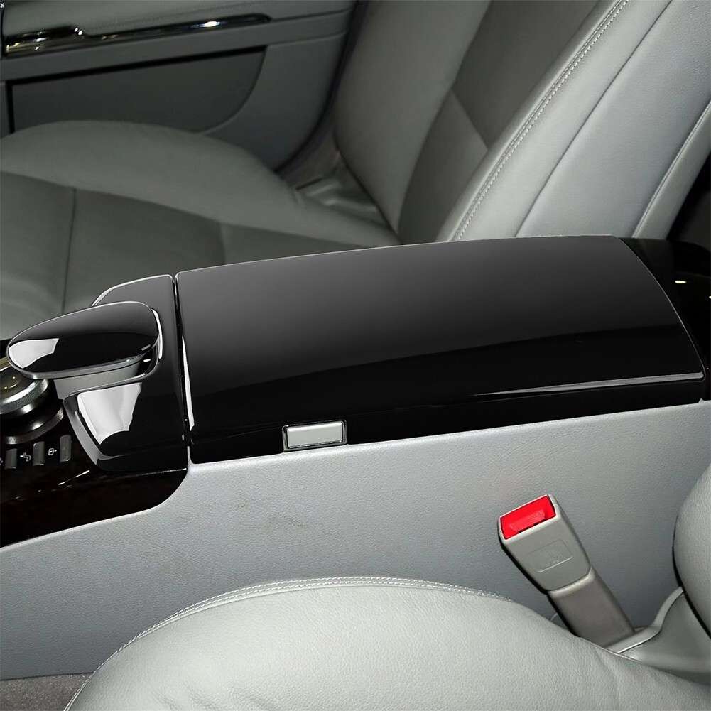 Console Armrest Box Panel Cover Bright Black Car Accessories Console Armrest Box