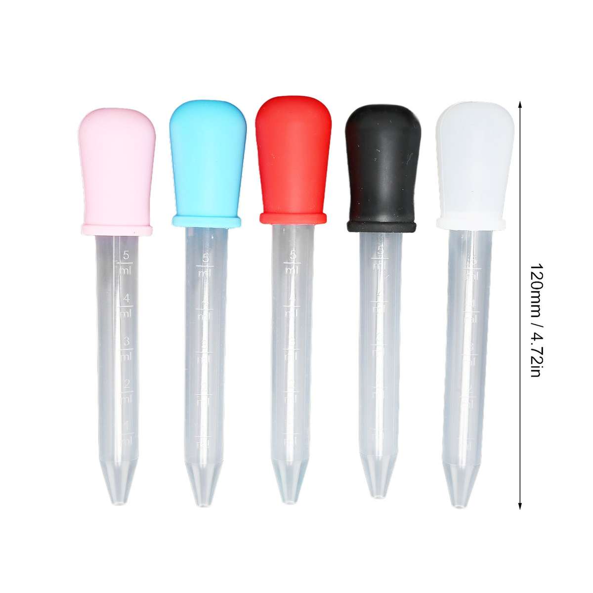 5pcs Liquid Transfer Pipettes Silicone Clear Scale Washable Transparent Cali CHW