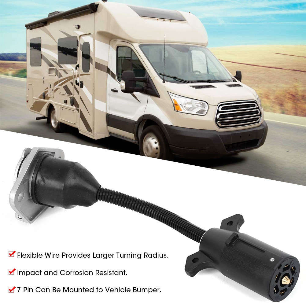 7 Flat Blade To 7 Round Pin Adapter US Type Universal Part For Most RV Trailers