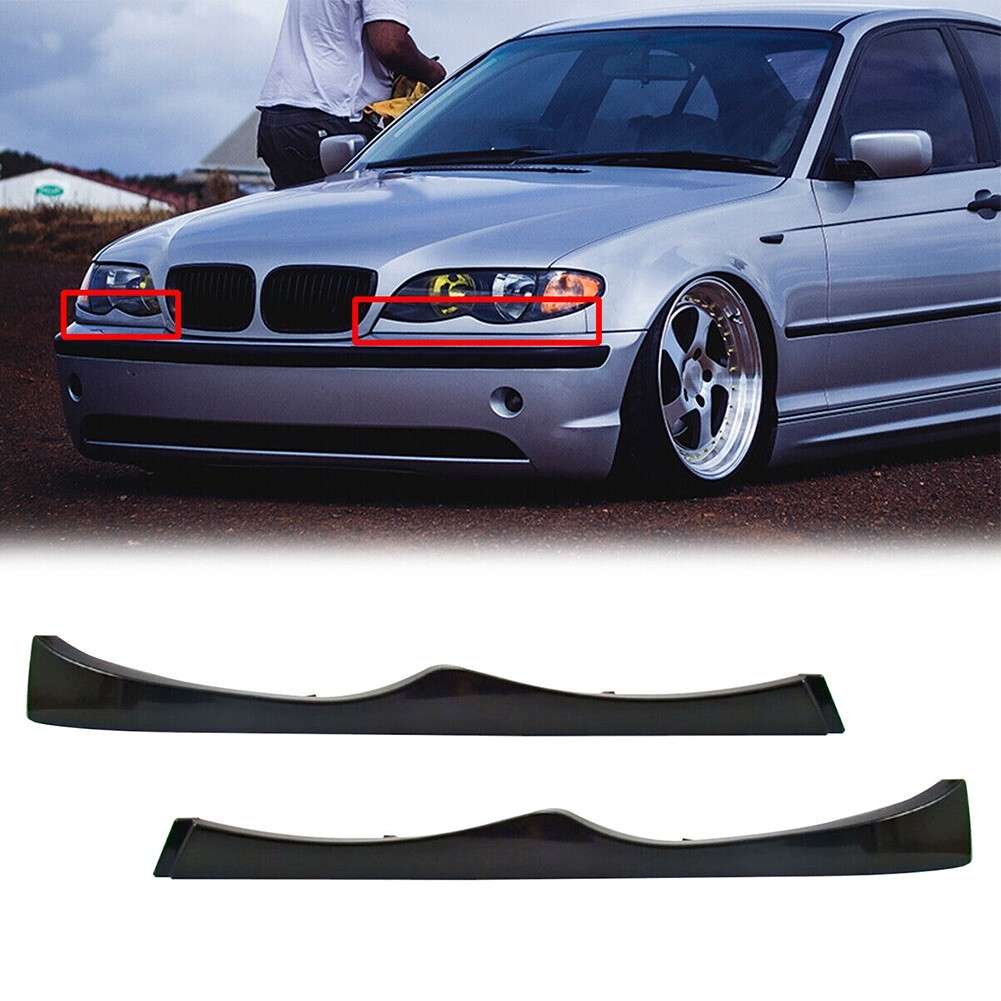 2X Headlight Eyebrow Lower Headlamp Eyelid Cover Trim For E46 325 330 Sedan