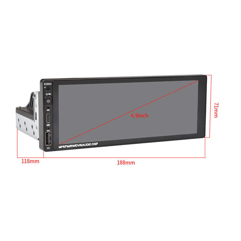 6.9" 1 Din Car Radio Touch Screen FM GPS Navi WiFi Carplay Android Player New