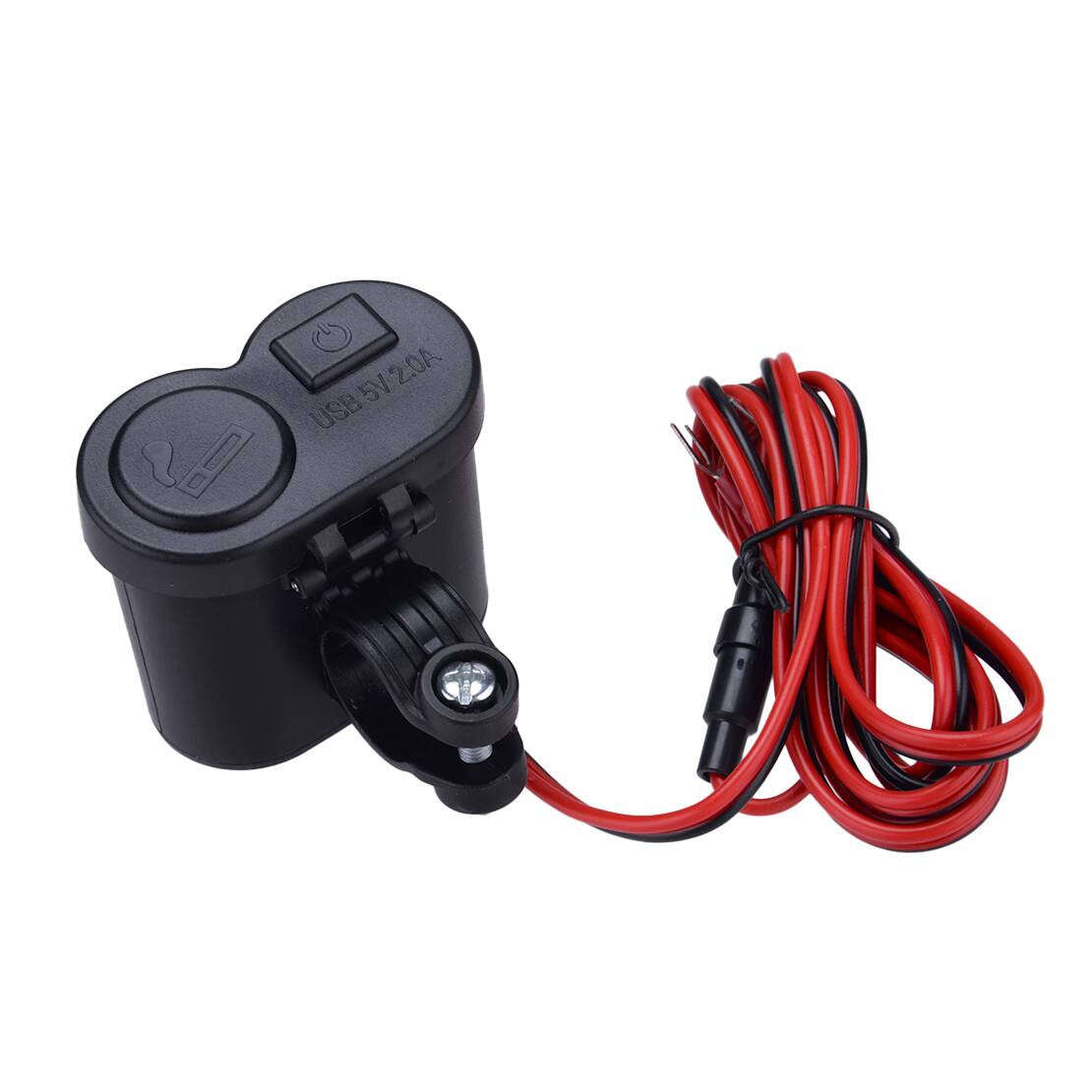 Handlebar USB Charger Switch Cigarette Lighter Socket for Motorcycle GOOD
