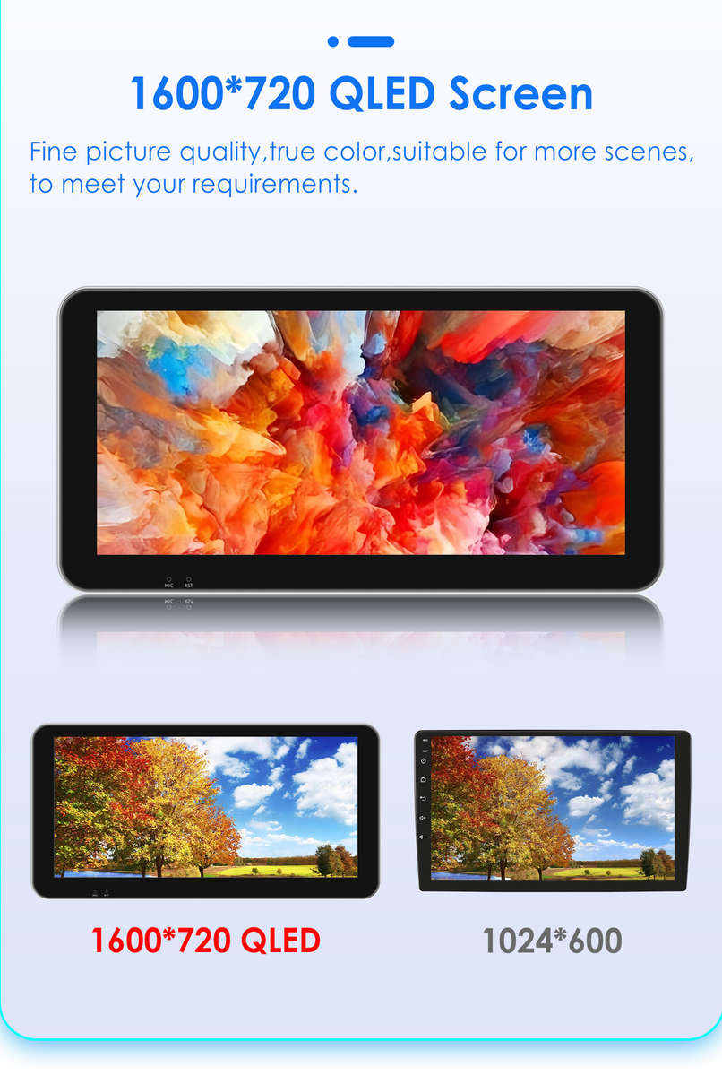 10.33" QLED Screen 2 DIN 4+32GB Android 12 CarPlay GPS Stereo Player WiFi BT DSP