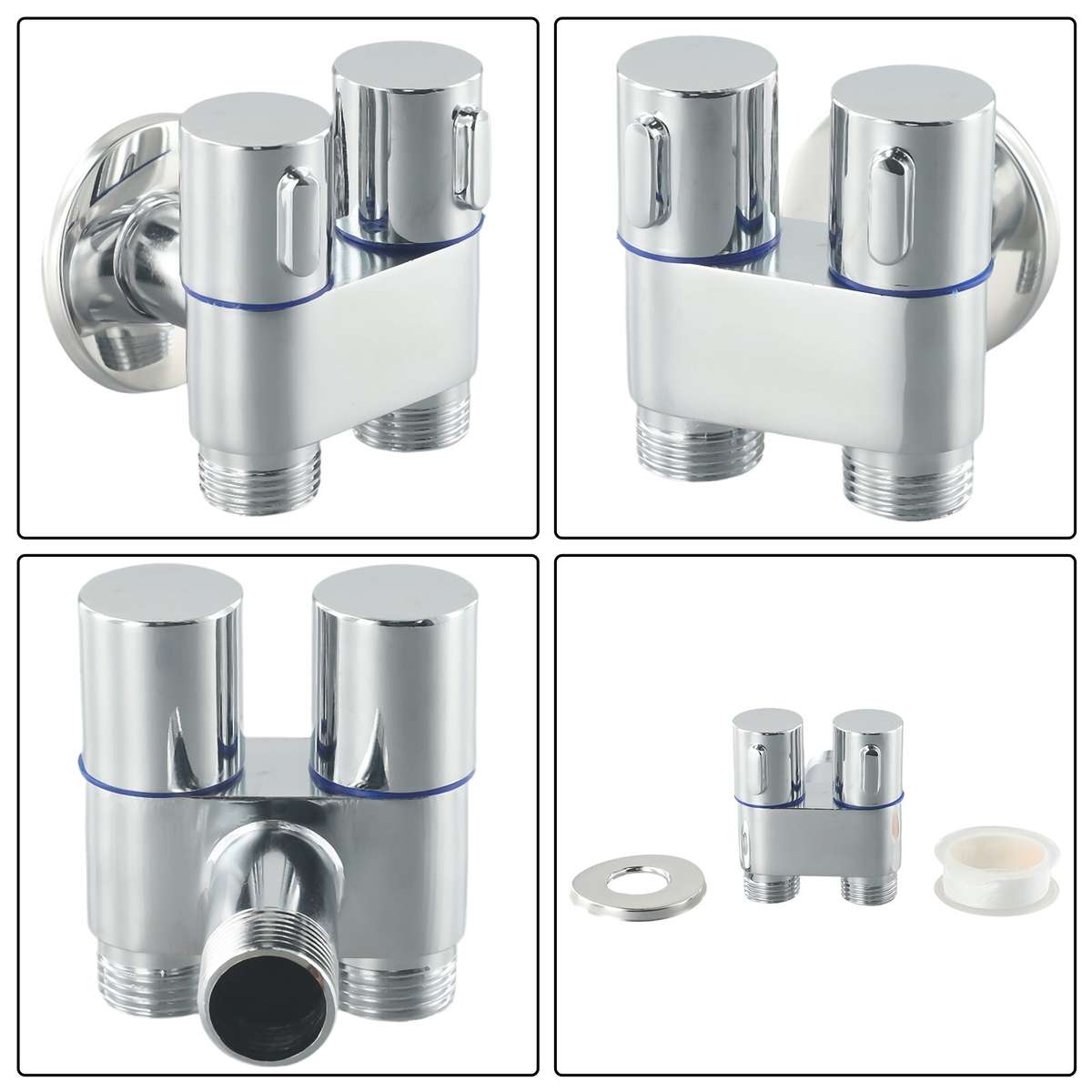 G1/2 1 In 2 Out Dual Control Washing Machine Faucet Toilet Triangle Valve
