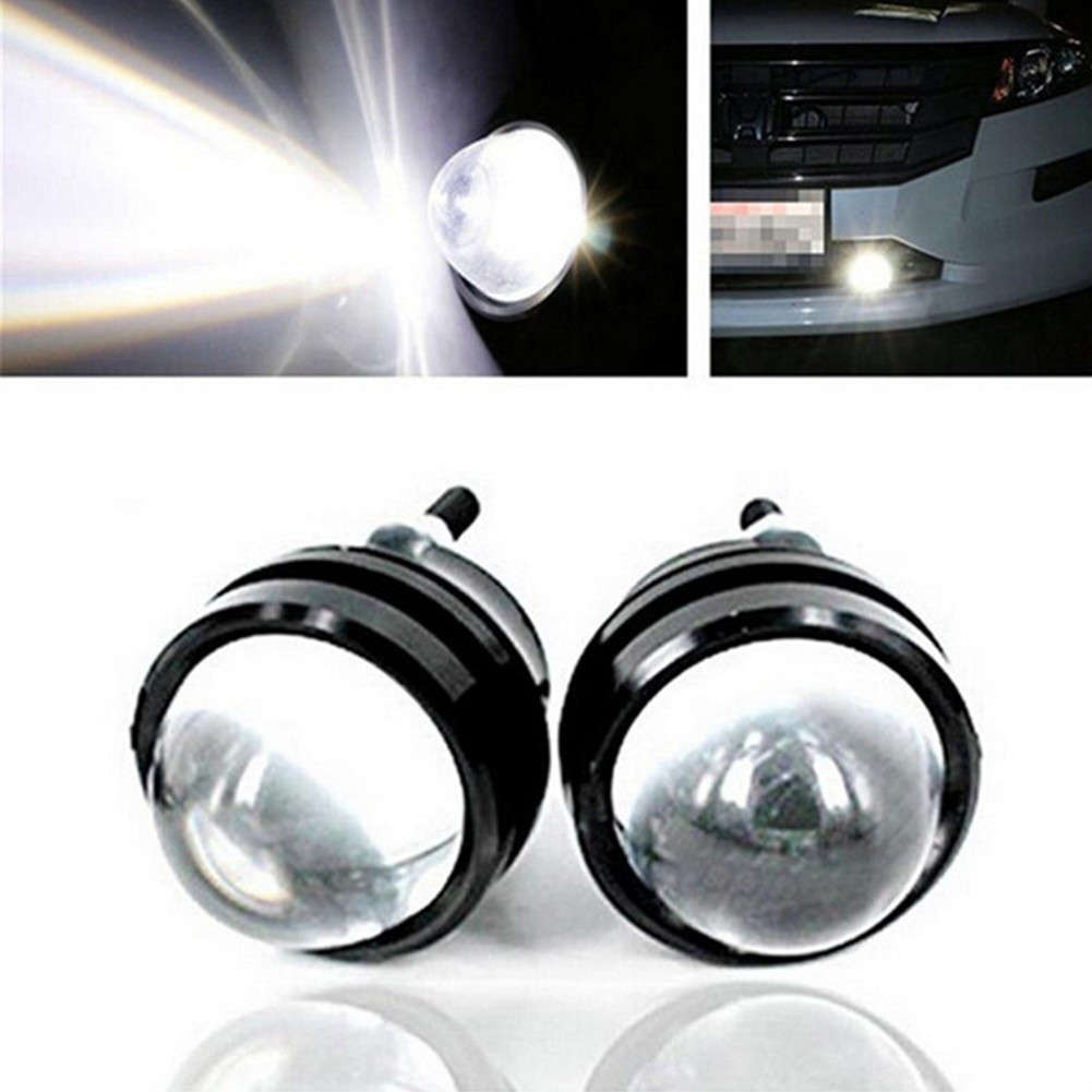 2x White 12V-24V High Power Bull Eye LED Projector Car Daytime Fog Light Alloy