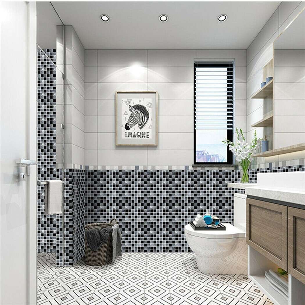40pcs Kitchen Bathroom Mosaic Tile Stickers Wall Decor Self-adhesive Decal