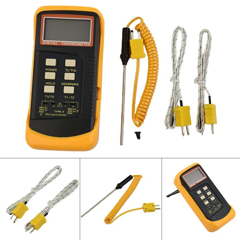 Dual Channel K-Type Digital Thermocouple Thermometer 6802 II 2 Sensors+ Probe