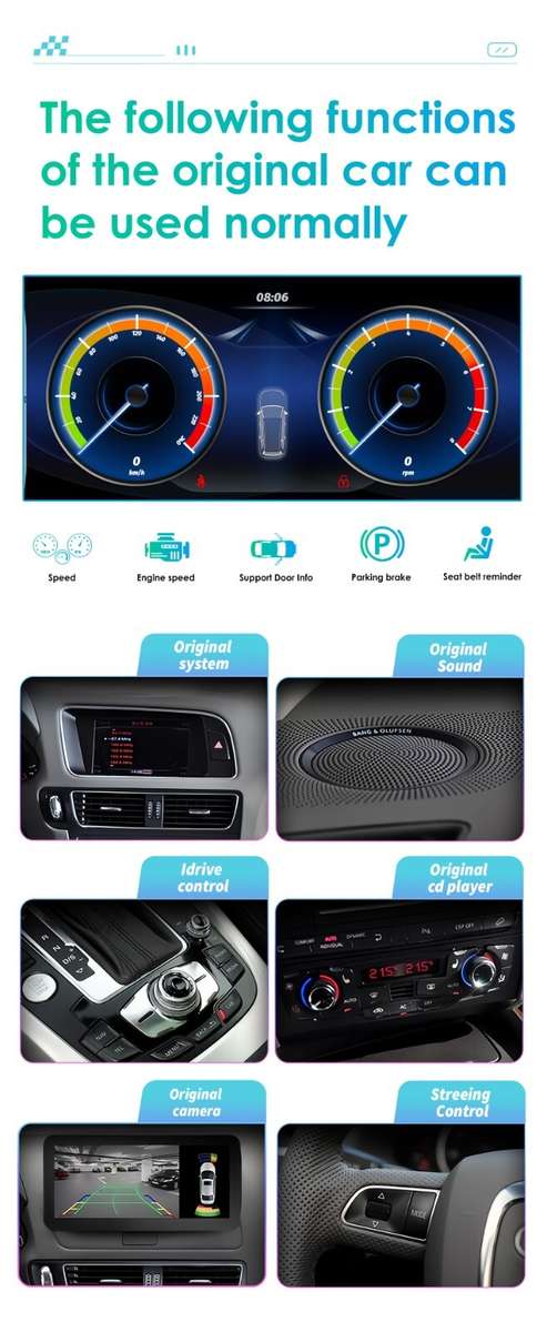 Android 8Core 10.33''CarPlay For Audi Q5 2009-2016 Car HeadUnit Player GPS Radio