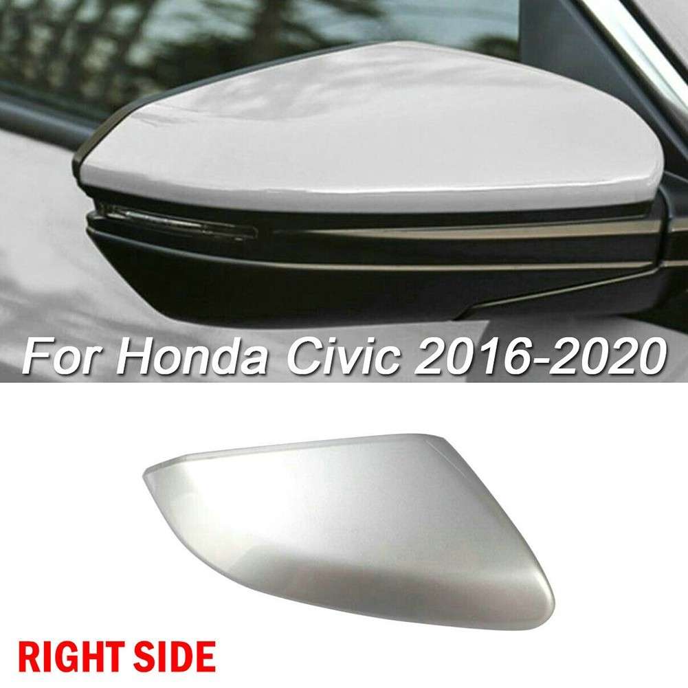 Right Passenger Side Silver Mirror Cover Cap Replace For Civic 2016-2020