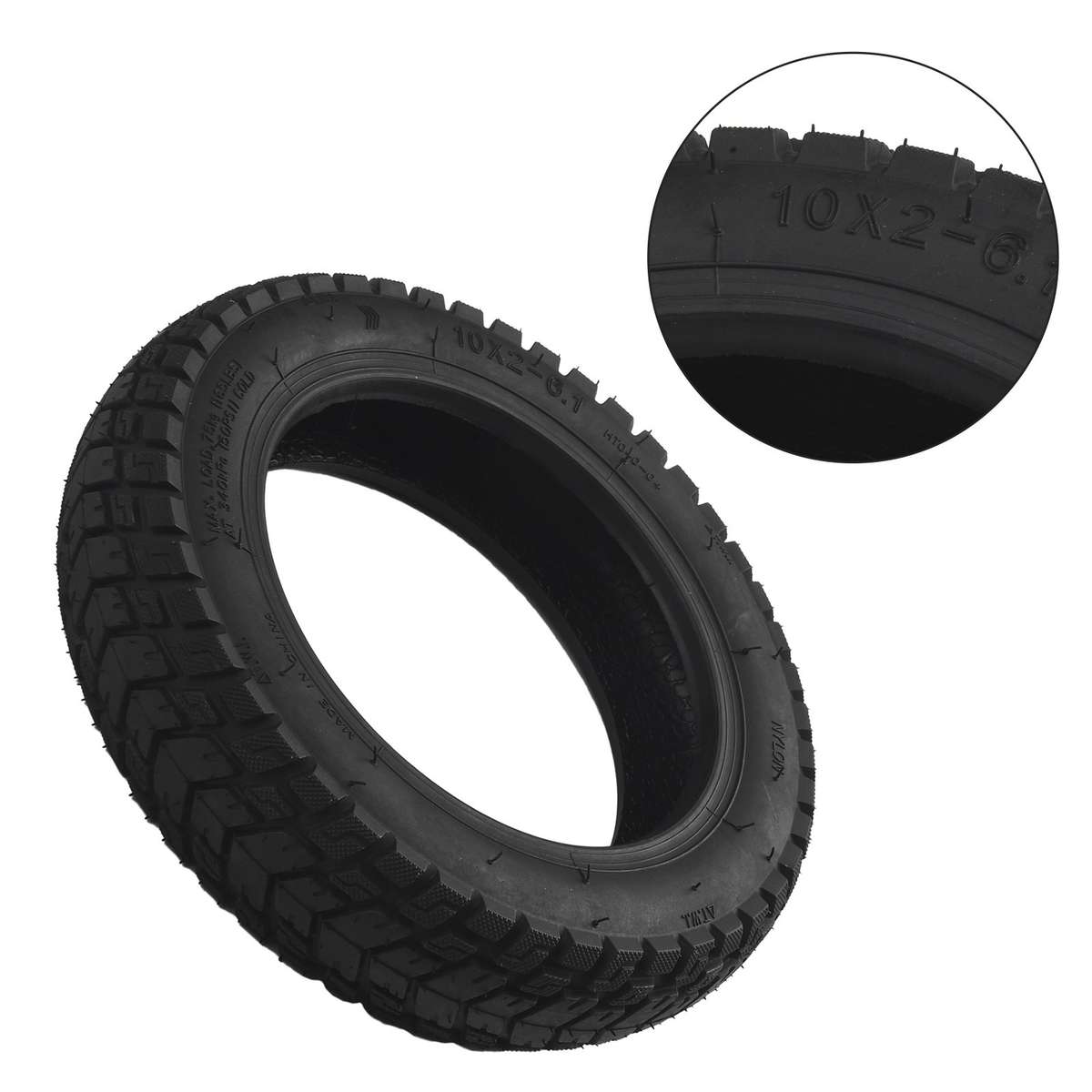 10 Inch 10x2-6.1 Tubeless Tyre Thickened Off-Road Tire Electric Scooter Refit
