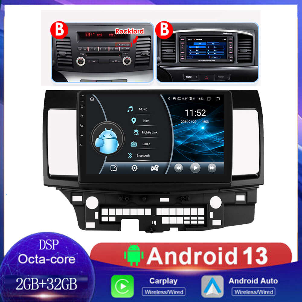 8Core Carplay For Mitsubishi Lancer 2007-12 10.1" Android13 Car Radio Stereo GPS