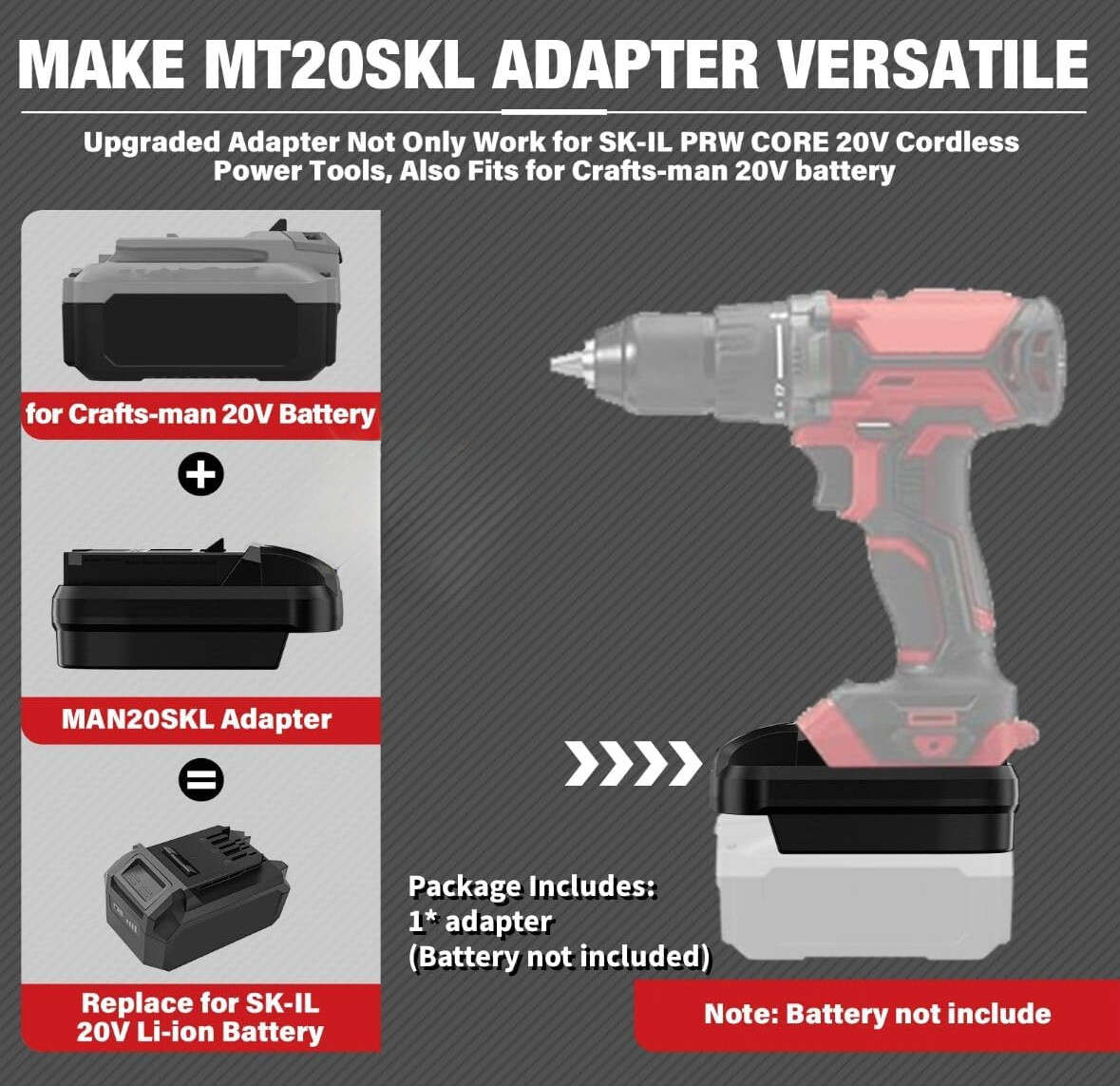 Adapter for Craftsman 20V Battery Converter to for SKIL 20V Power Tools Drill