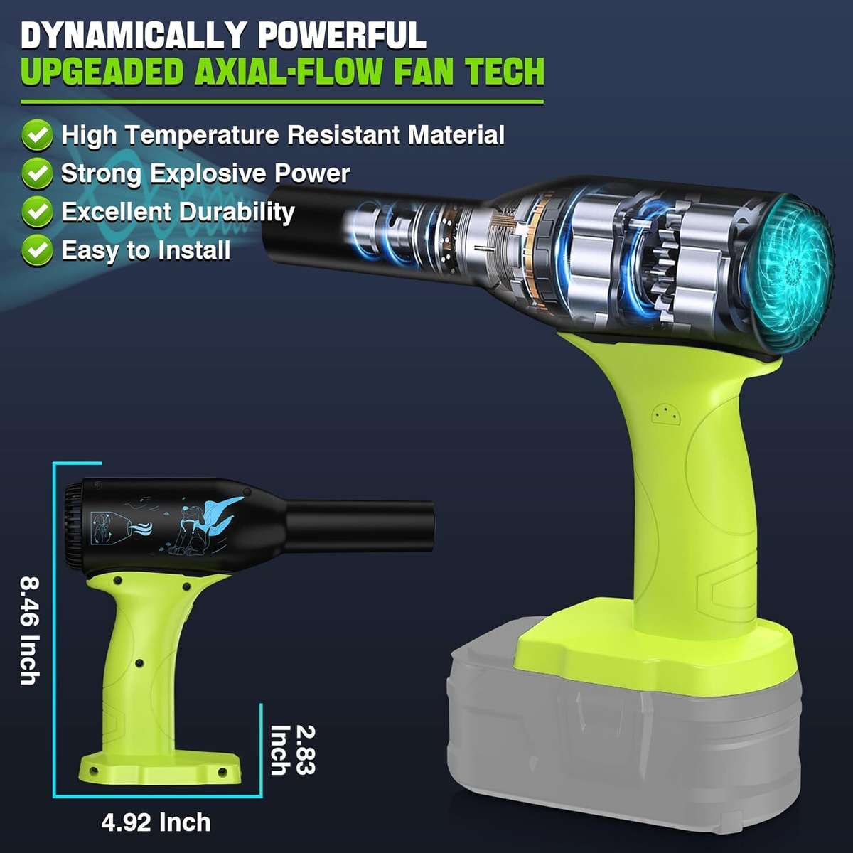 Leaf Blowers Cordless Dust Blower for Ryobi 18V Battery Portable Jet Dry Blower