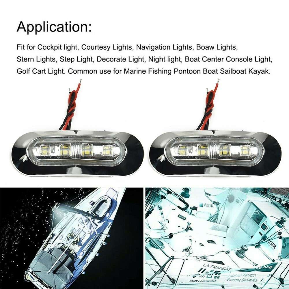 4*-Marine Boat LED Courtesy Lights Cabin Deck Walkway Stair Light White 12V-24V