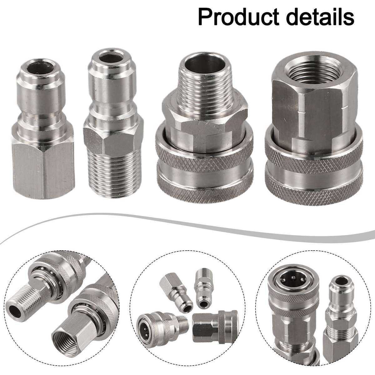 4Pcs NPT 3/8 Inch Pressure Washer Adapter Stainless Steel Quick Connect Fitting