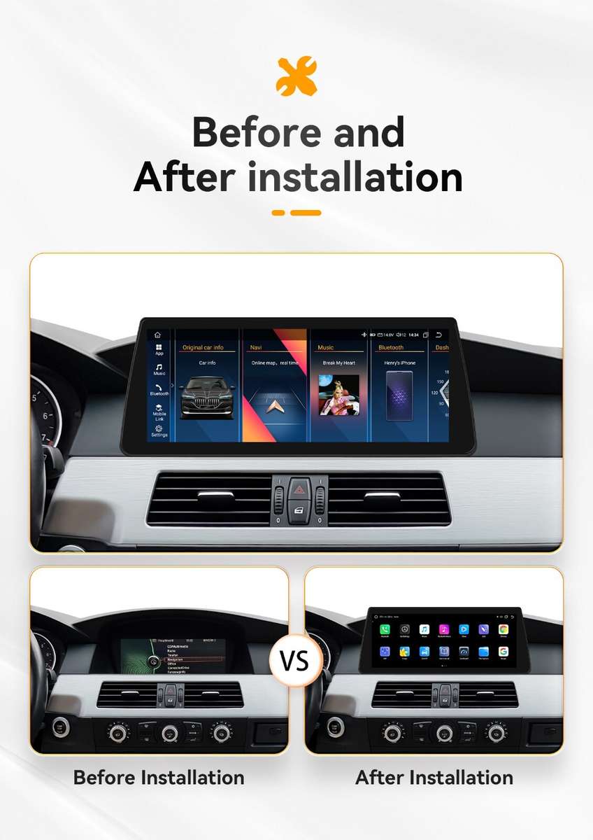 10.25"Android 13 Car Stereo Radio For BMW 5 E60 E61 E63 E64 CIC CarPlay WIFI SWC