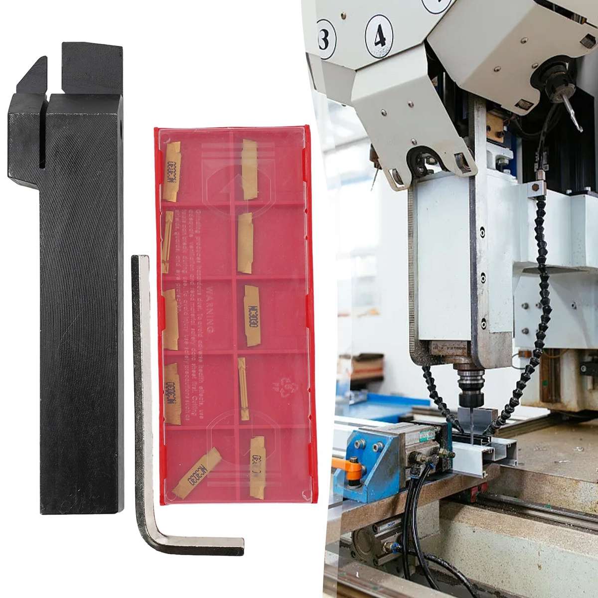 10*MGMN200 Inserts + 1x MGEHR2020-2 20mm Lathe Grooving Parting Off Tool Holder