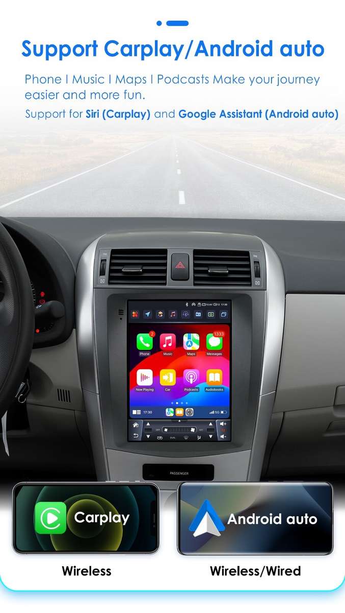 9.7"Android 12 For Toyota Corolla E140 E150 2006-2013 CarPlay Radio GPS Navi RDS