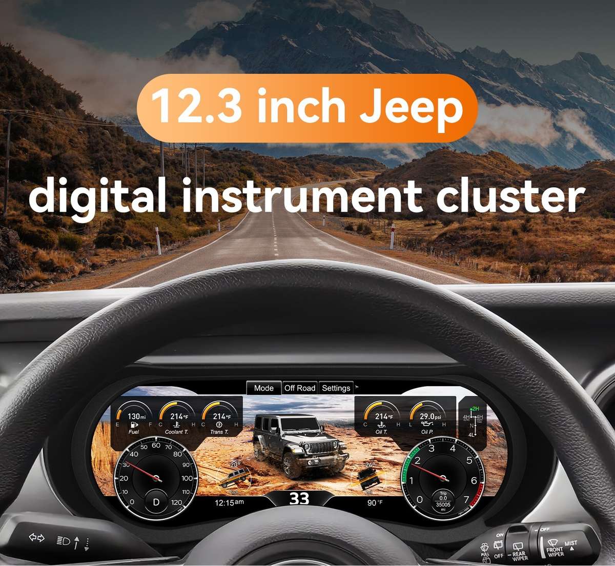 12.3" For Jeep Wrangler 2018-2023 Digital Instrument Cluster Speedometer Board