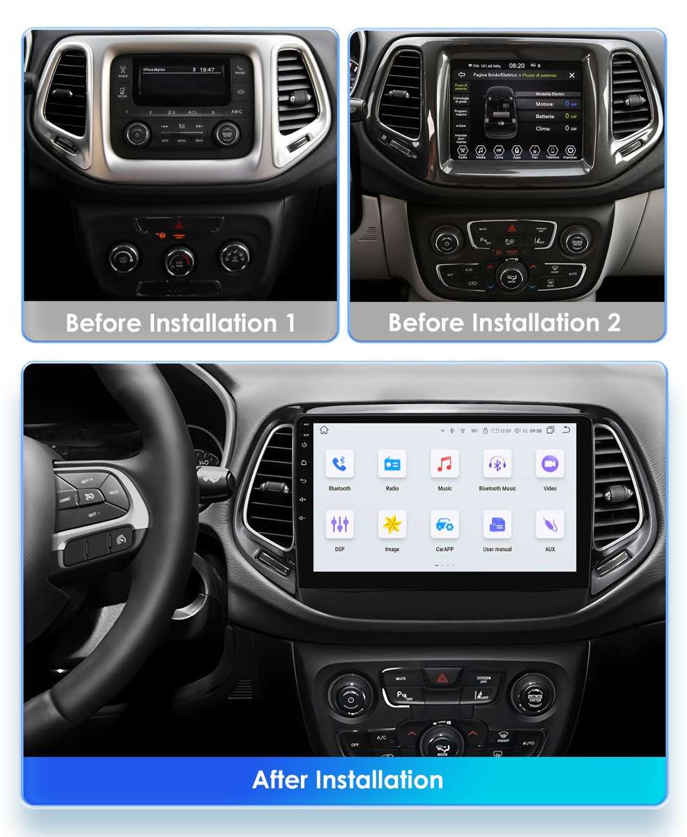For Jeep Compass 2017-20 Android 14 Car Stereo Radio CarPlay GPS Navi WiFi BT5.0