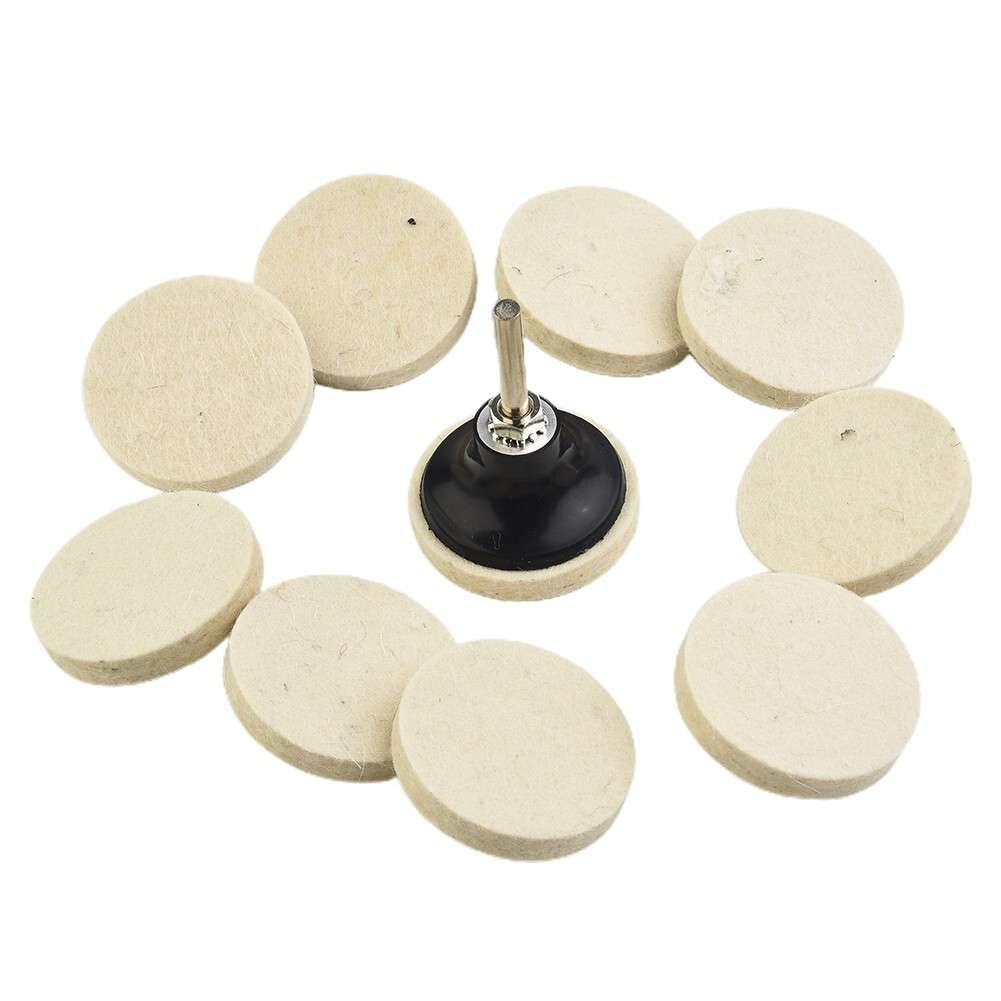 10 Pcs 50mm/2 Compressed Wool Felt Disc Polishing Buffing Pads Wheels+ 1 Holder