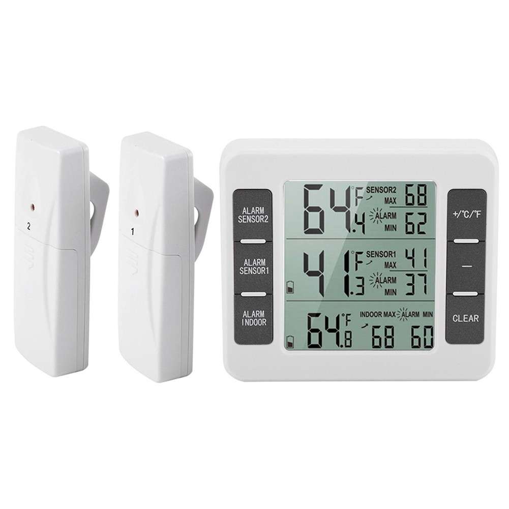 Wireless Thermometer With Long Range Sensor For Fridge And Outdoor Use