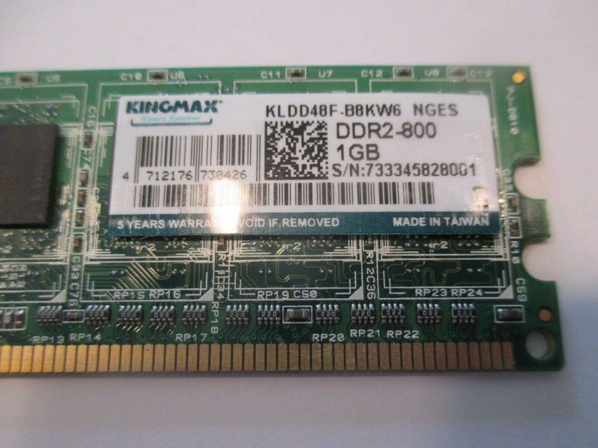 1GB DDR2-800MHz PC2-6400 DESKTOP RAM. KINGMAX Single Sided KLDD48F-B8KW6 NGES