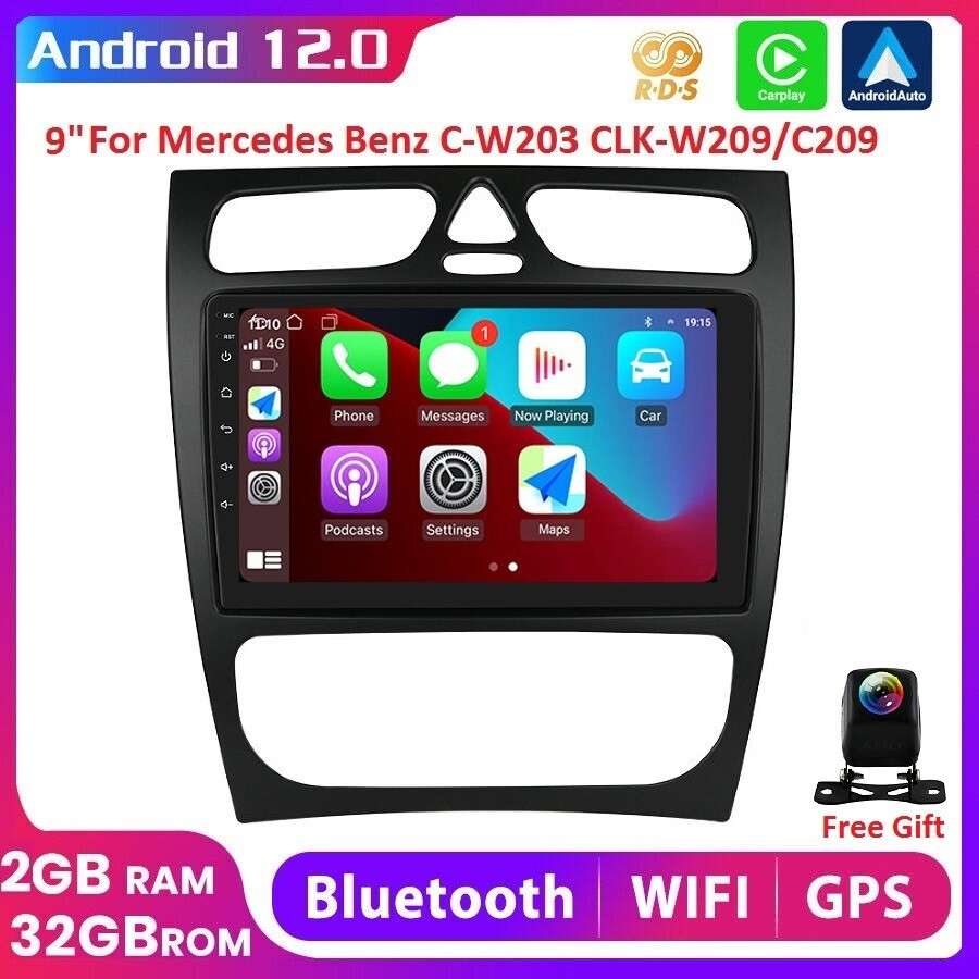 For Mercedes Benz C-Class W203 CLK-W209 C209 Android 12 GPS Stereo Radio CarPlay