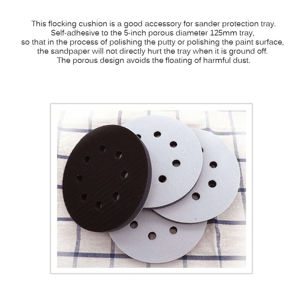 5 Inch 8-Hole Soft Sponge Interface Pad Hook&Loop Sanding Discs for Sanding Pads