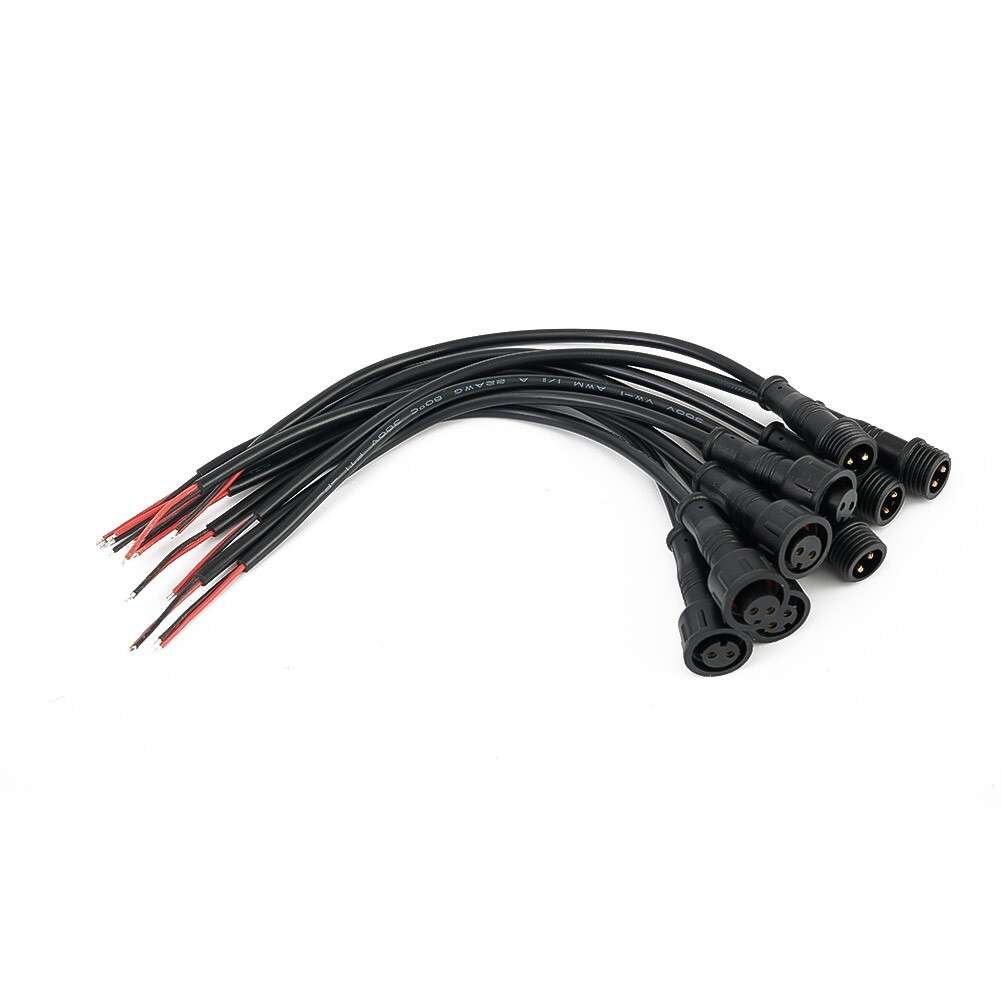 5Pairs 2Pin IP65 Waterproof-Connector 0.3mm Male & Female Black-Cable 22AWG