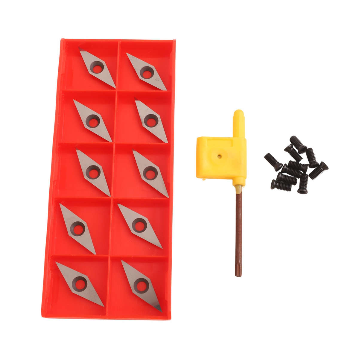 10pcs For Wood Turning Tool Inserts 10x30mm Carbide With Screws For DIY Use