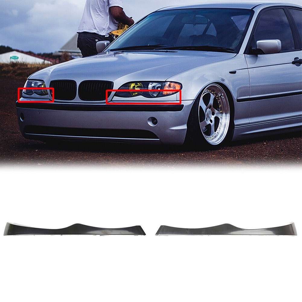 2X Headlight Eyebrow Lower Headlamp Eyelid Cover Trim For E46 325 330 Sedan