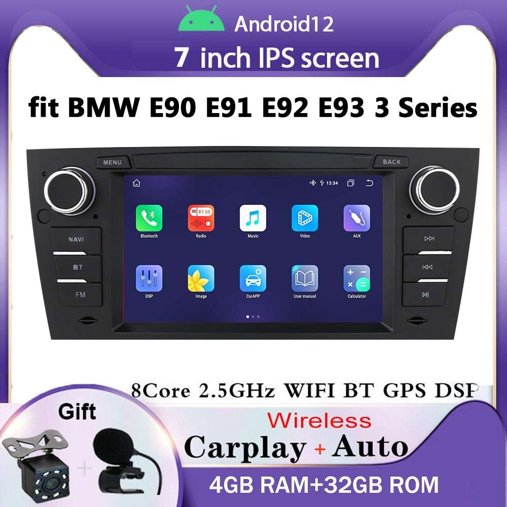 Android12 Car GPS Navi Radio RDS CarPlay Stereo for BMW 3 Series E90 E91 E92 E93