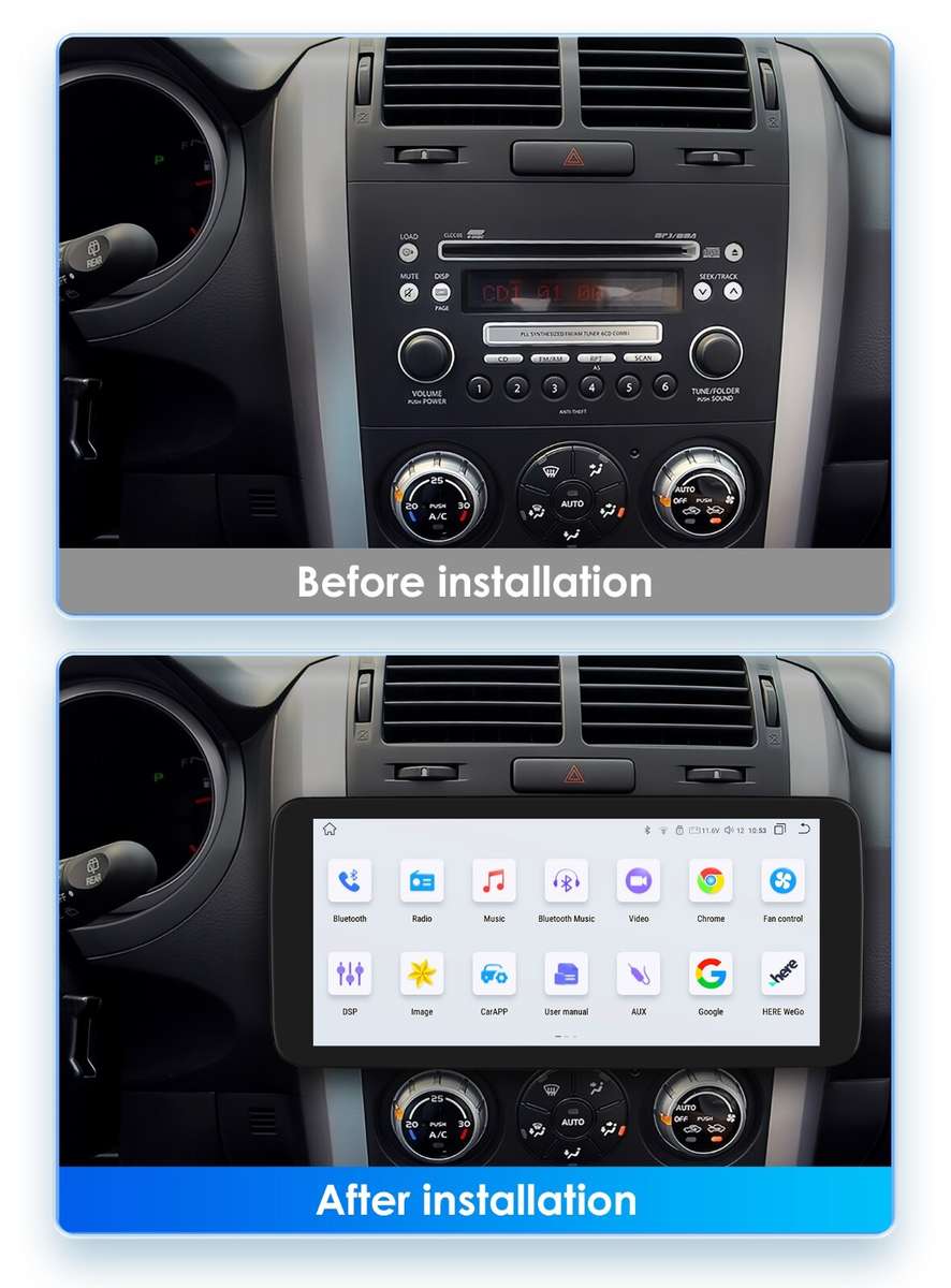 Double 2DIN Rotatable 10.33'' Screen Android 12 Auto Car Stereo Radio GPS 6+64GB