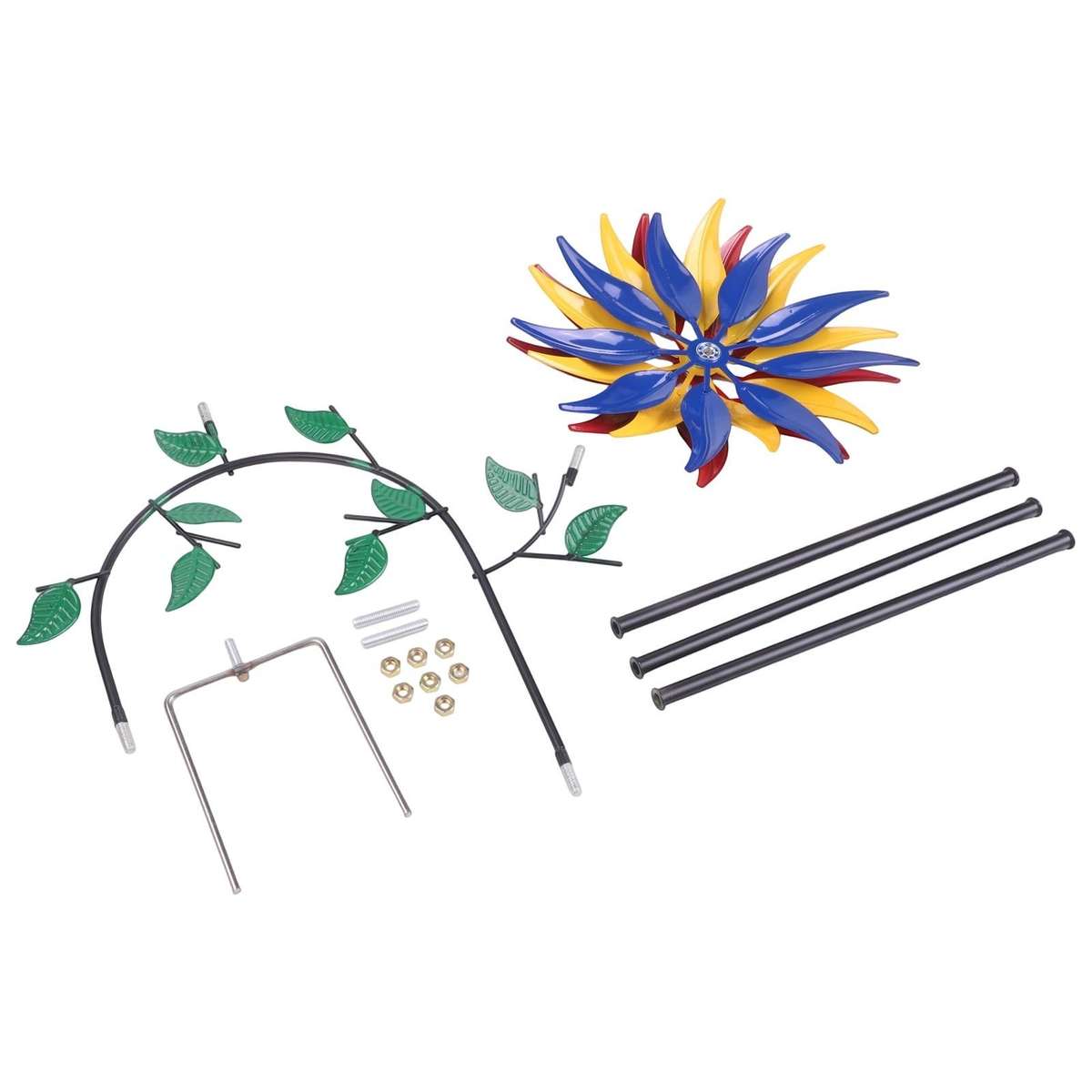 Multi Colored Flower Wind Spinner For Captivating Garden Sculpture Decor