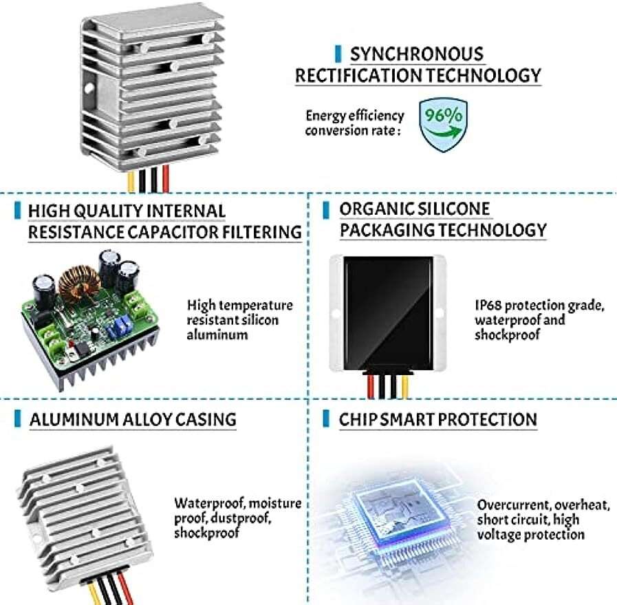 Converter Regulator Reducer DC 48V to DC 12V 20A 240W Waterproof Transformer