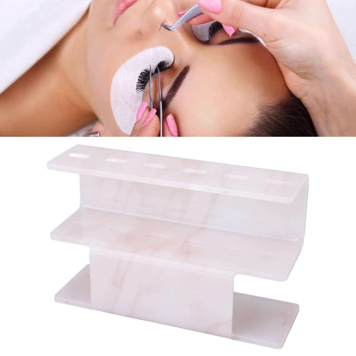 6 Holes Tweezers Organizer Rack Plastic Space Saving Tweezers Storage Stand CHW