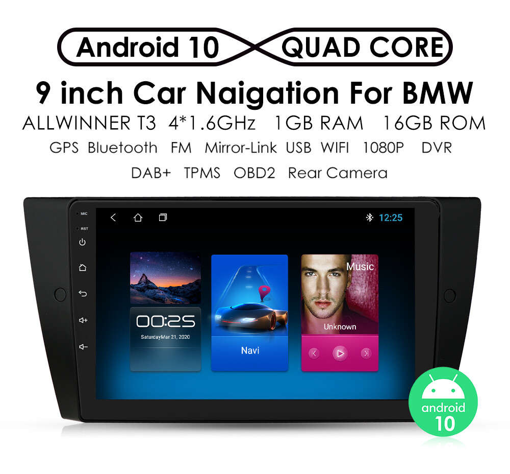 For BMW E90-E93 9" Android 10 4Core Car Radio GPS Navi Stereo CarPlay Headunit