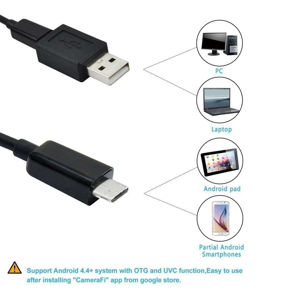 IP67 Pipe Drain Plumbers Camera USB Inspection Borescope 5M 7mm 1.3MP