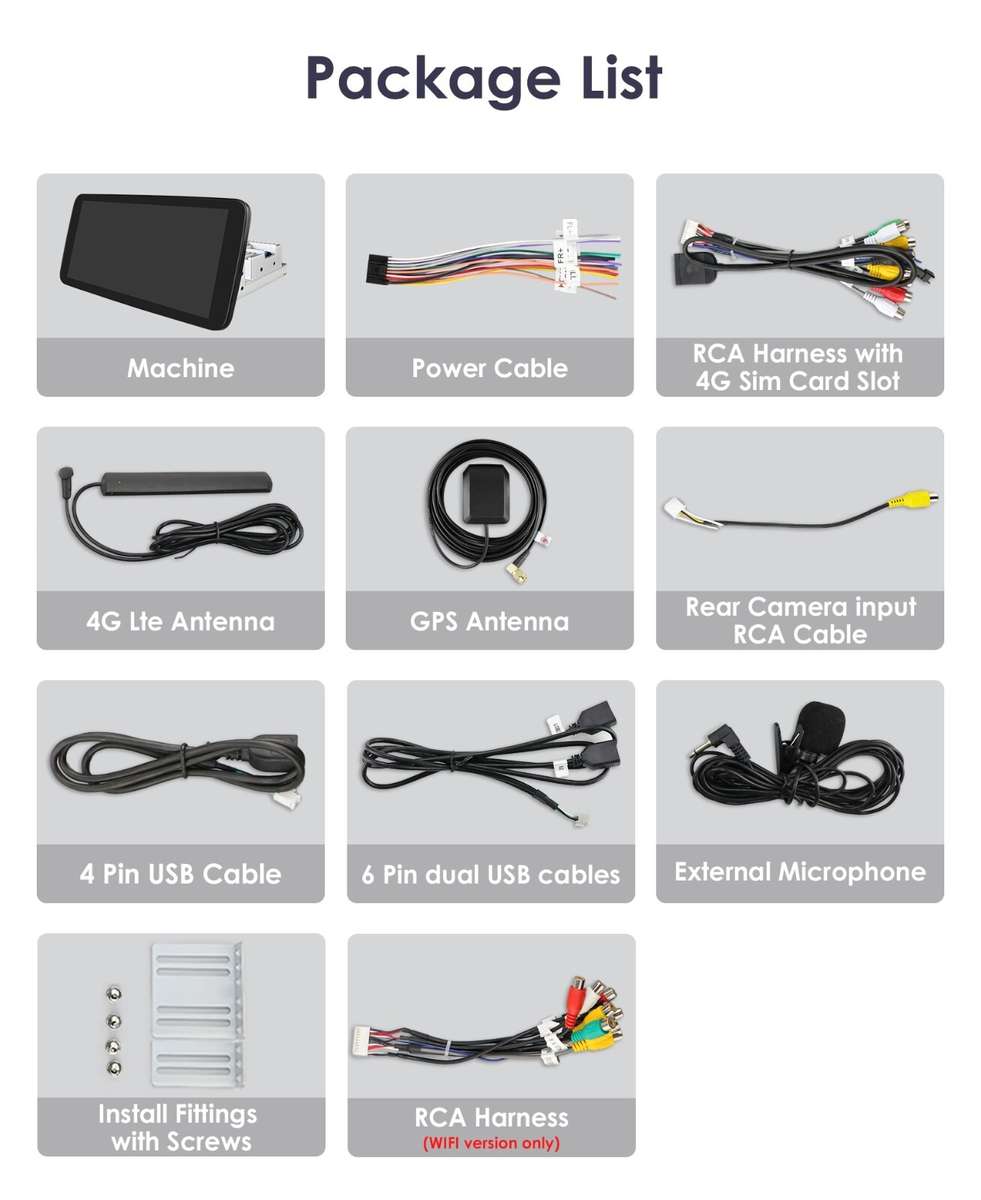 Single DIN Rotatable 10.3" Android 12 QLED Screen Car Stereo Radio 6+64GB GPS BT