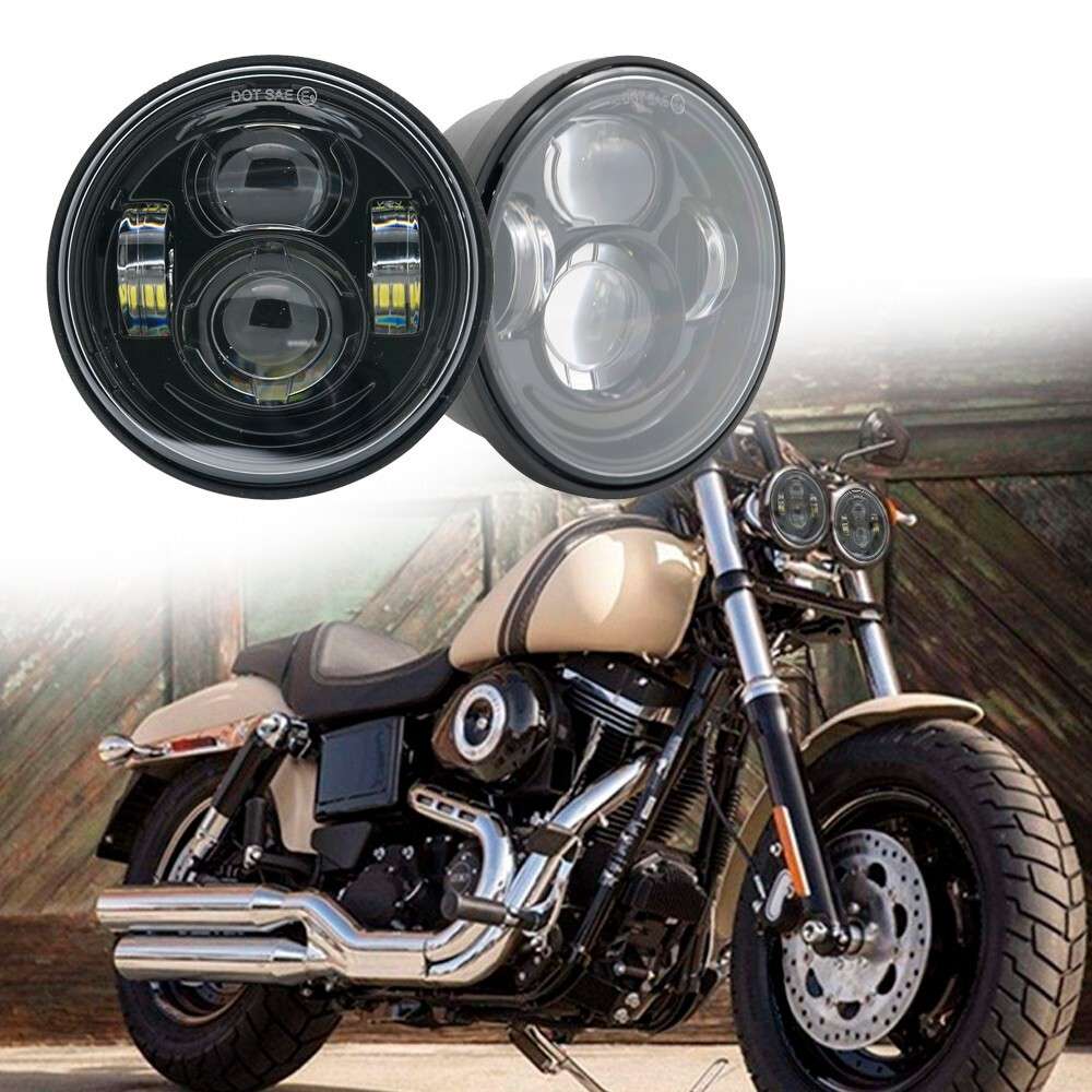 4.65" LED Headlight Twin Dual Projector For Harley Dyna Fat Bob FXDF 2008-2016
