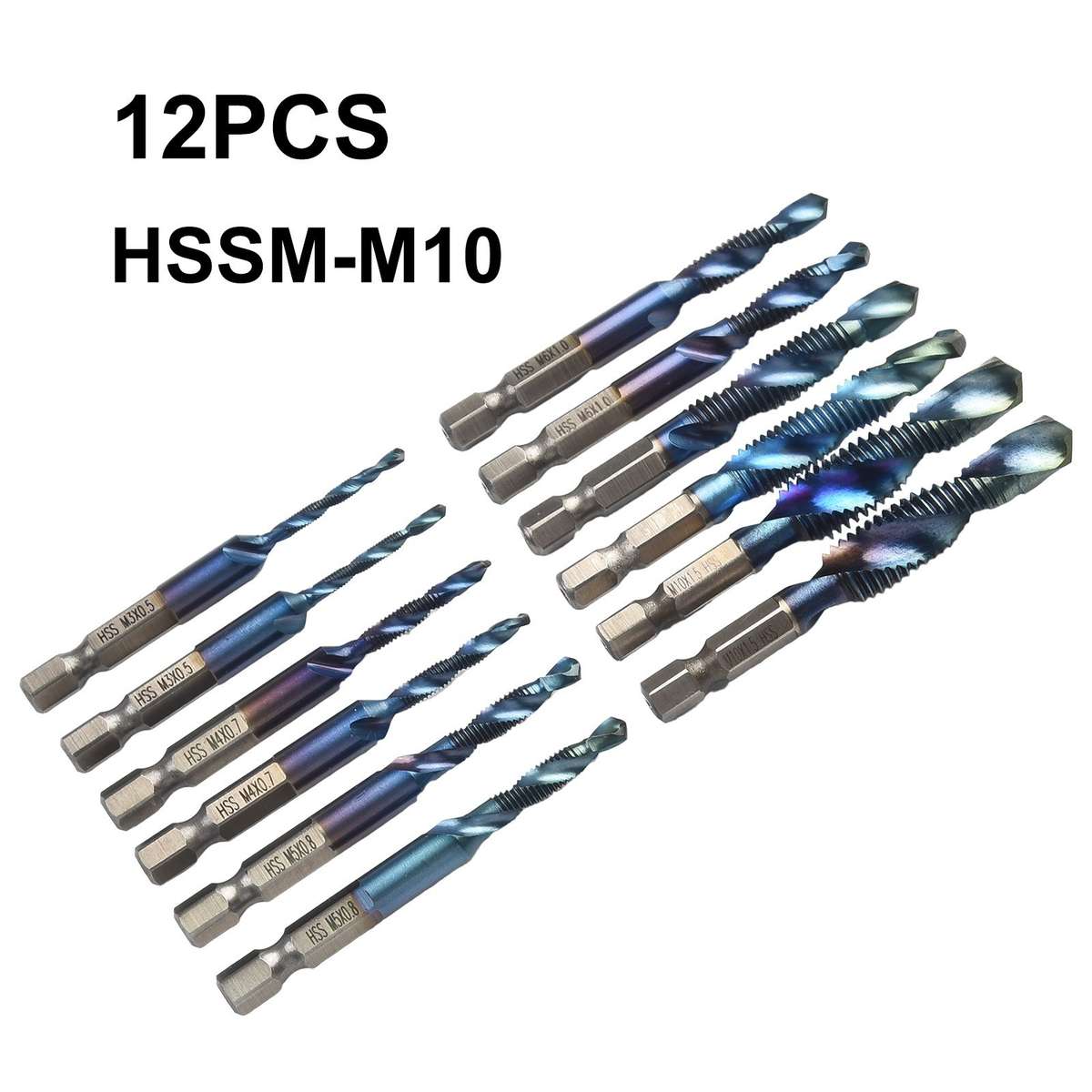 12PCS Hex Shank HSS Drill Bits Set For Aluminum Iron Metal Wood Plastic