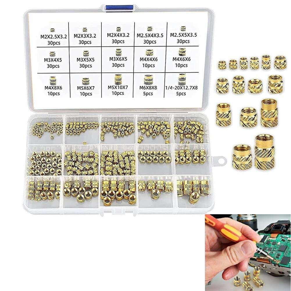 Threaded Inserts Brass Threaded Threaded Knurled 15 Sizes 300 Pcs 7 Models