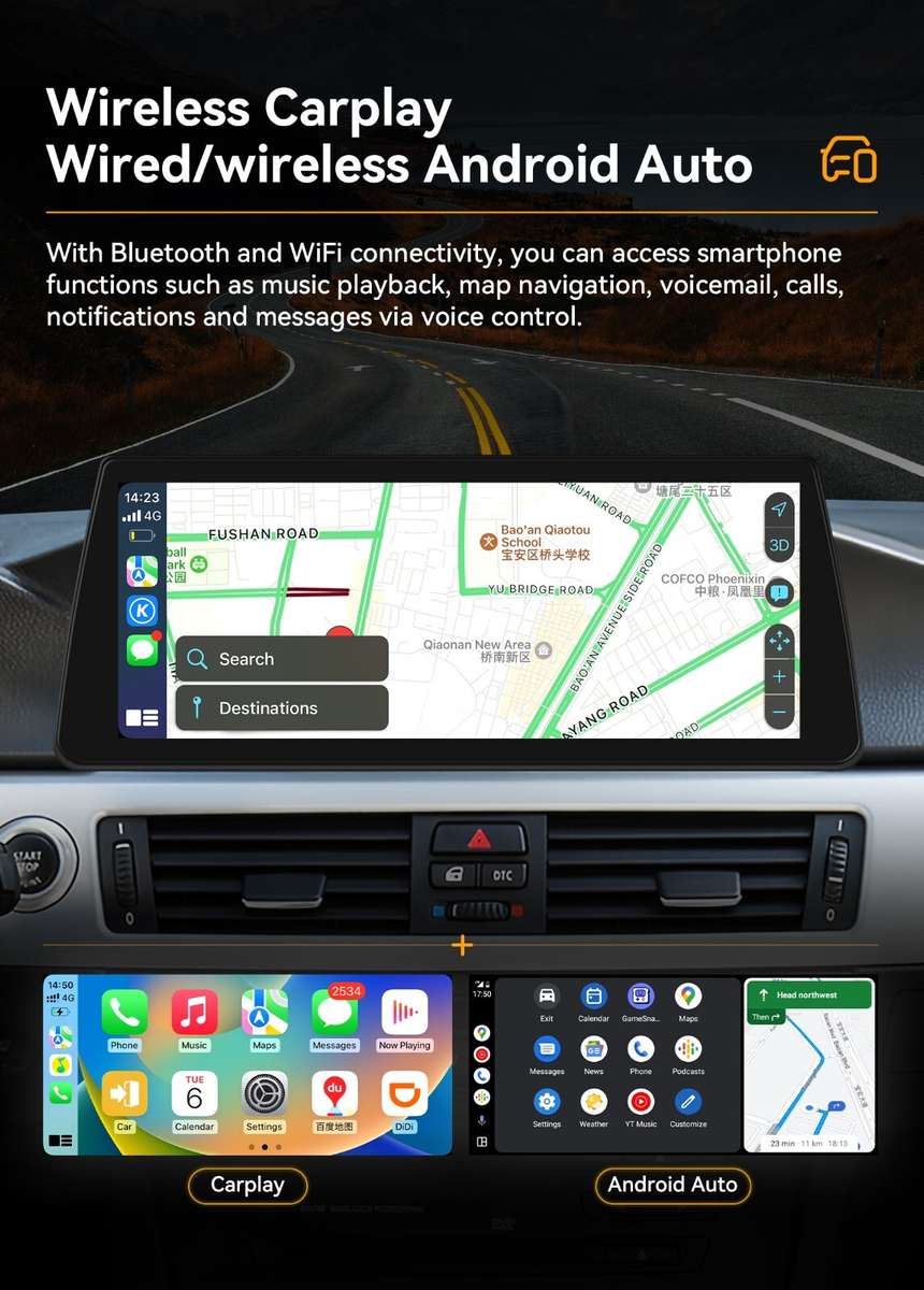 For BMW 3 Series E90 CIC 2009-2012 10.25"Android 13 GPS Stereo Radio Carplay 2GB