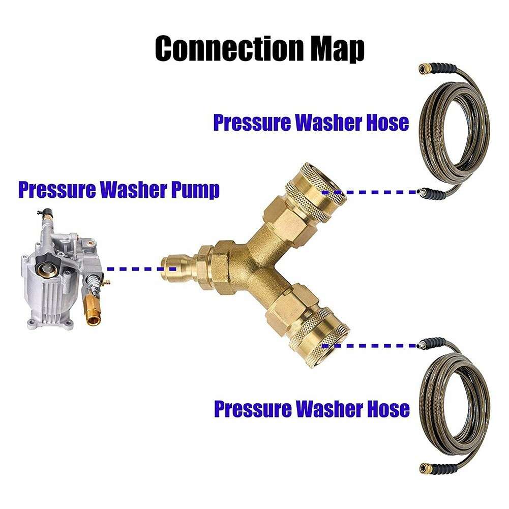 3/8 Fitting Pressure Washer Tee Splitter Coupler 5000PSI Brass 4.0 GPM