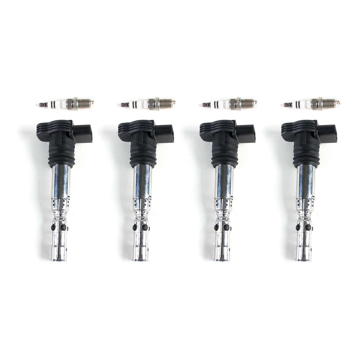 4PCS Spark Plug & Ignition Coil Kit For VW BEETLE GOLF PASSAT AUDI A4 A6 1.8T
